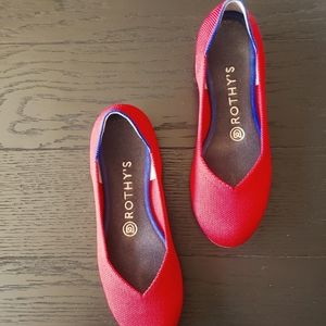 Rothy's "The Flat" in "Bright Red." Size 7